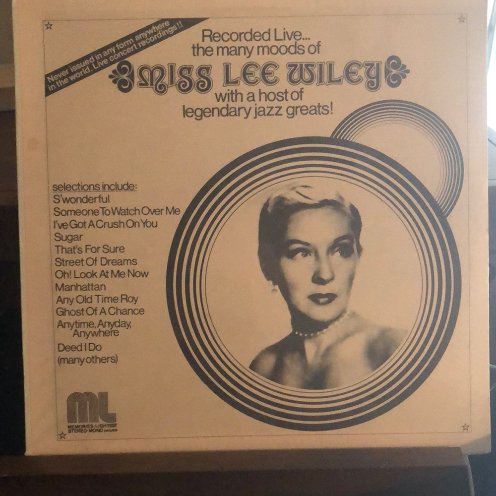 Miss Lee Wiley Vinyl Record - Black and White